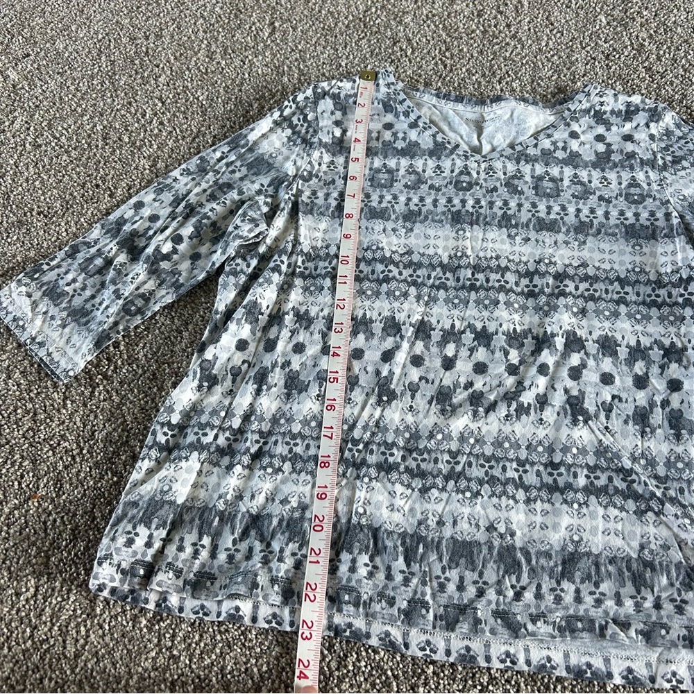 [Studio Works] Blue and White 3/4 Sleeve Tee - Picture 6 of 6